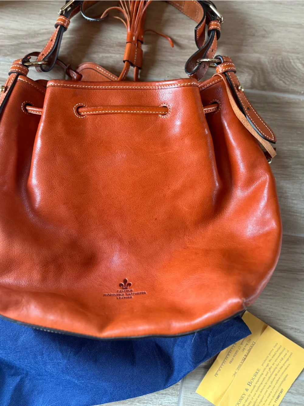 Dooney & Bourke Florentine Leather drawstring Distinguished Tassel Accents - Picture 7 of 12